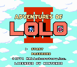 Adventures of Lolo 3 title screen for NES